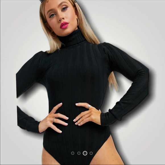 ASOS Tops - nwt ASOS Black ribbed knit sweater bodysuit